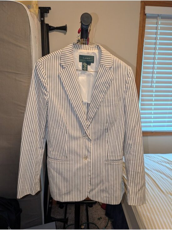 Lauren Ralph Lauren Other - Lauren Ralph Lauren Womens Pantsuit 8 M White Blue Pinstripe Blazer Pants